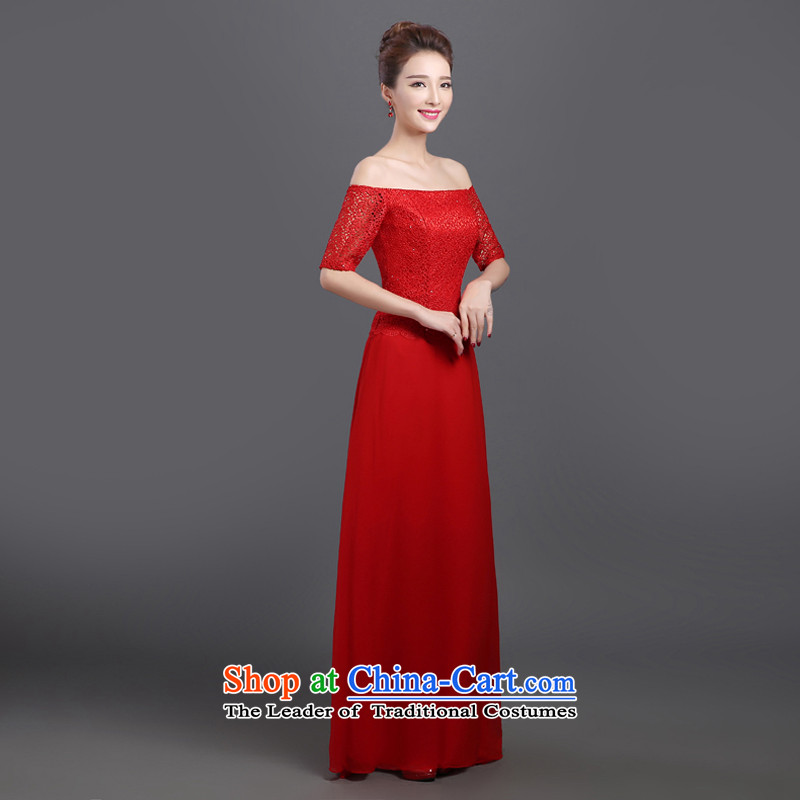 2015 Autumn and winter stylish video new thin red bows to the word marriages shoulder length of Sau San crowsfoot dress according to the Netherlands in red m Adapter , , , shopping on the Internet