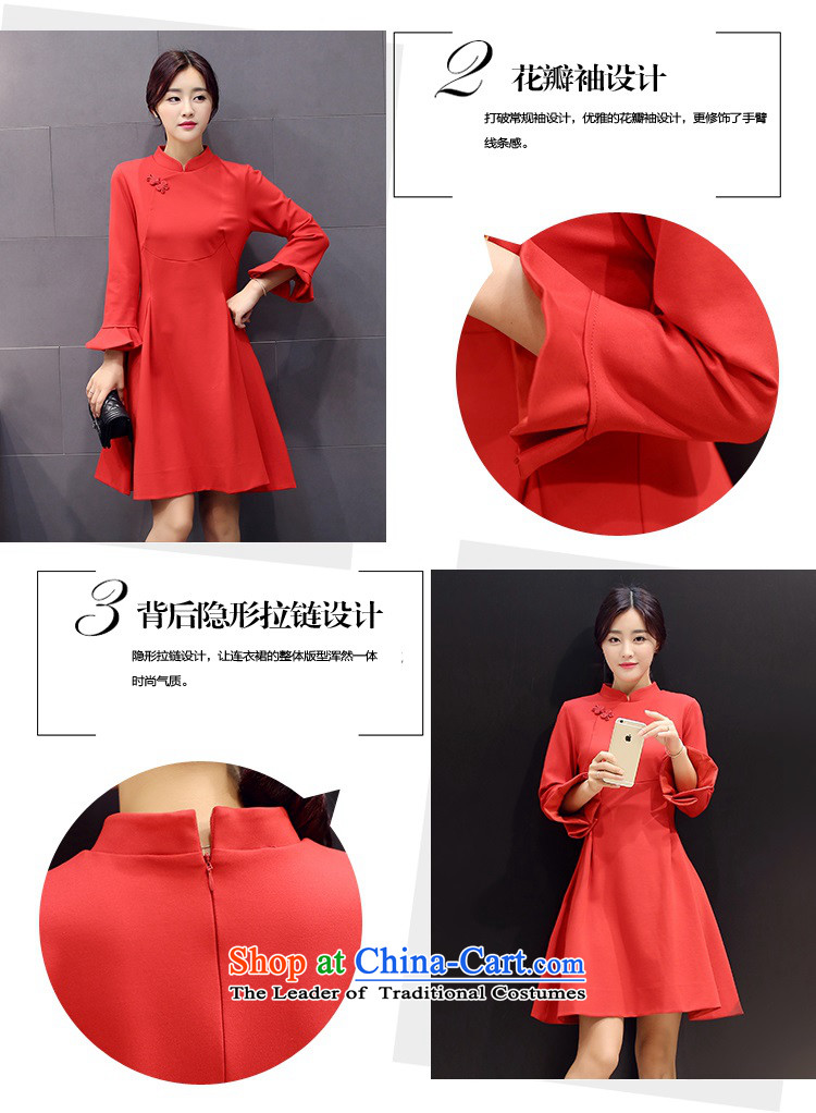 The 2015 autumn and winter Ms. New Pure Color China wind dresses minimalist retro style, a Korean word waist skirt Sau San hundreds pleated skirts petals cuff 2 red XL Photo, prices, brand platters! The elections are supplied in the national character of distribution, so action, buy now enjoy more preferential! As soon as possible.