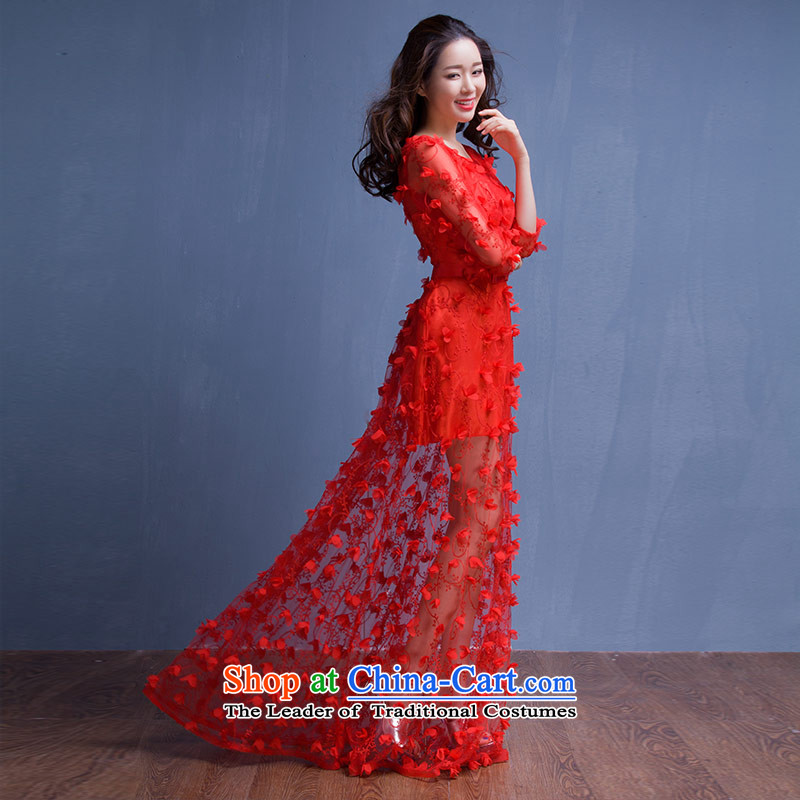 Love of the overcharged by 2015 new autumn and winter evening dresses Korean brides bows services long red wedding dress women Sau San red , L, love of the overcharged shopping on the Internet has been pressed.