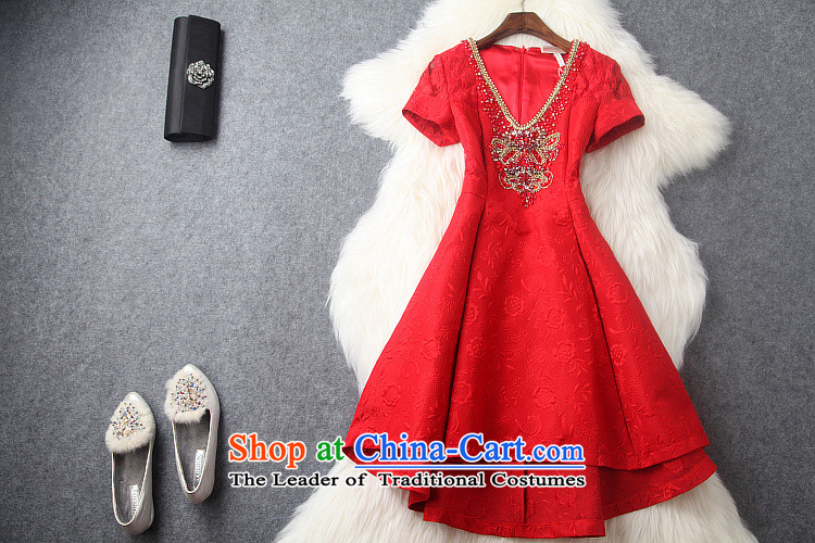 Caynova2015 autumn and winter new retro heavy industry diamond set the Pearl River Delta V-Neck Jacquard Sau San dress skirt red XL Photo, prices, brand platters! The elections are supplied in the national character of distribution, so action, buy now enjoy more preferential! As soon as possible.