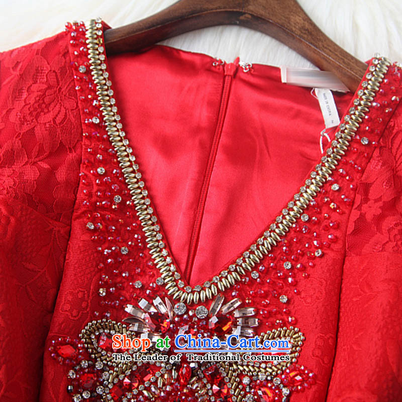 Caynova2015 autumn and winter new retro heavy industry diamond set the Pearl River Delta V-Neck jacquard dress skirt red xl,caynova,,, Sau San shopping on the Internet