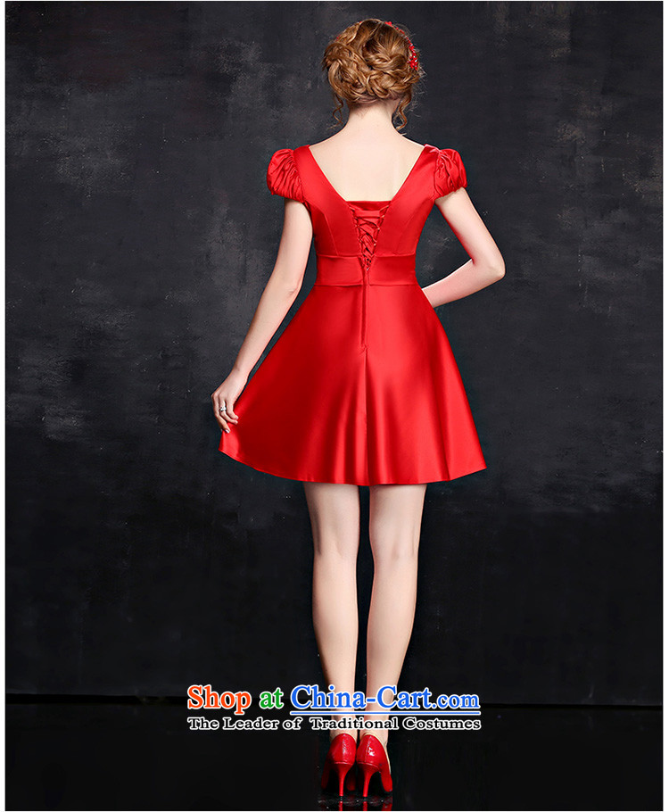 Jiang bride dresses seal bridesmaid services 2015 winter is long, shoulders V-neck strap for larger short-sleeved gown Sau San video thin followed suit Female Red short) S picture, prices, brand platters! The elections are supplied in the national character of distribution, so action, buy now enjoy more preferential! As soon as possible.