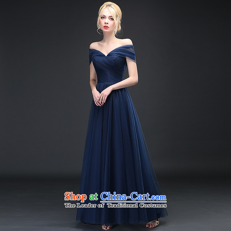 Hillo XILUOSHA) Lisa (bride evening dresses long thin stylish one video   field shoulder marriage bows services fall and winter Blue 2015 New Dark Blue M HILLO XILUOSHA Lisa () , , , shopping on the Internet