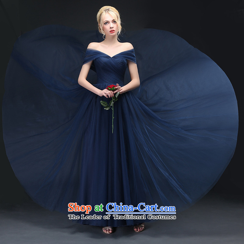 Hillo XILUOSHA) Lisa (bride evening dresses long thin stylish one video   field shoulder marriage bows services fall and winter Blue 2015 New Dark Blue M HILLO XILUOSHA Lisa () , , , shopping on the Internet