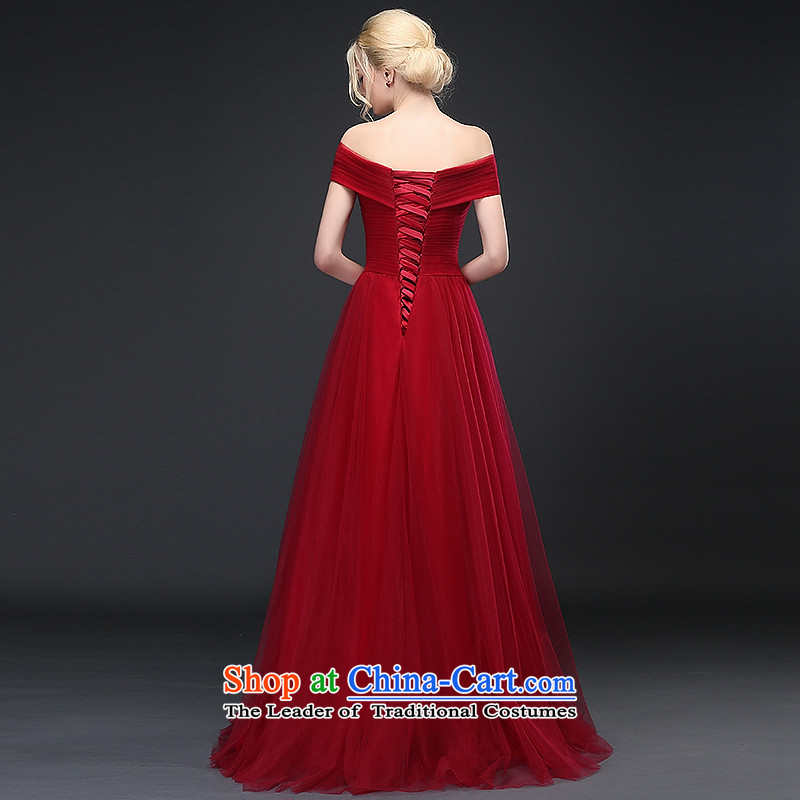 Hillo Lisa (XILUOSHA) evening dresses long 2015 autumn and winter new bride bows service wedding dress boutique wine red slotted shoulder Korean wine red M HILLO Lisa (XILUOSHA) , , , shopping on the Internet