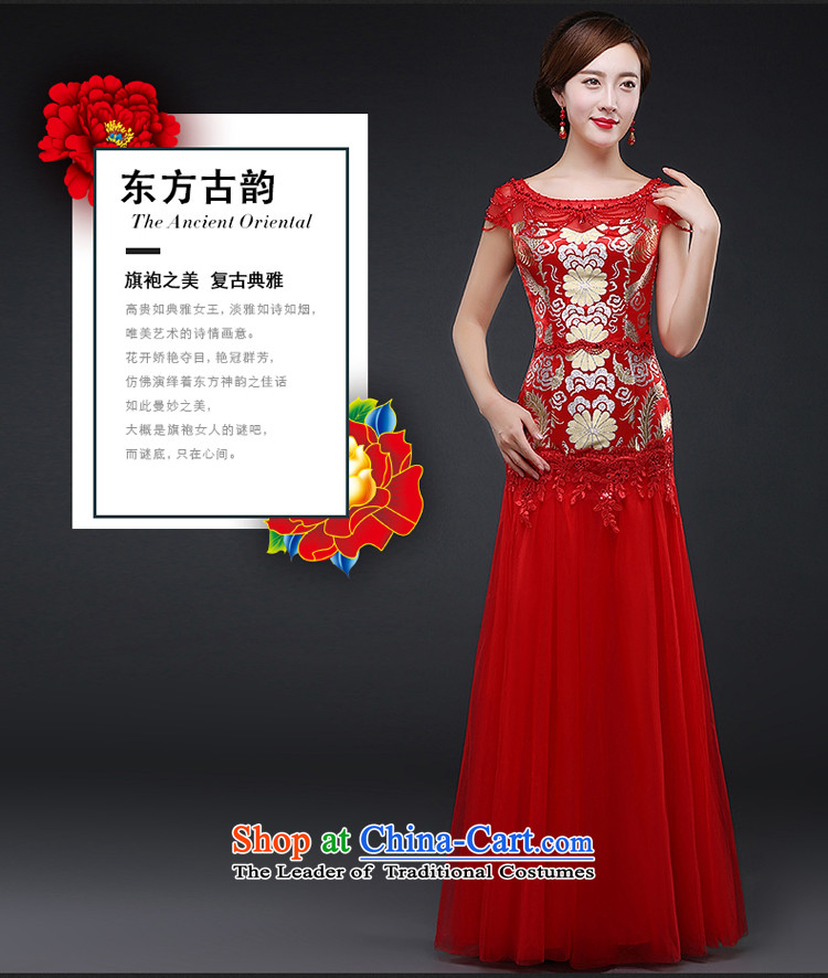 Hillo XILUOSHA) Lisa (bride bows dress wedding dress long improved services winter banquet toasting champagne cheongsam dress autumn 2015 New Red XXL picture, prices, brand platters! The elections are supplied in the national character of distribution, so action, buy now enjoy more preferential! As soon as possible.