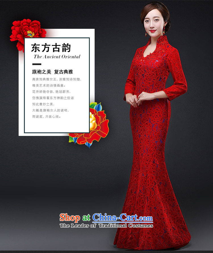Hillo XILUOSHA) Lisa (qipao bows Service Bridal lace wedding dress wedding dresses long-sleeved crowsfoot banquet evening dresses long autumn and winter red XXL picture, prices, brand platters! The elections are supplied in the national character of distribution, so action, buy now enjoy more preferential! As soon as possible.