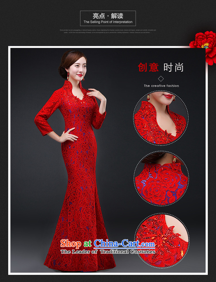 Hillo XILUOSHA) Lisa (qipao bows Service Bridal lace wedding dress wedding dresses long-sleeved crowsfoot banquet evening dresses long autumn and winter red XXL picture, prices, brand platters! The elections are supplied in the national character of distribution, so action, buy now enjoy more preferential! As soon as possible.