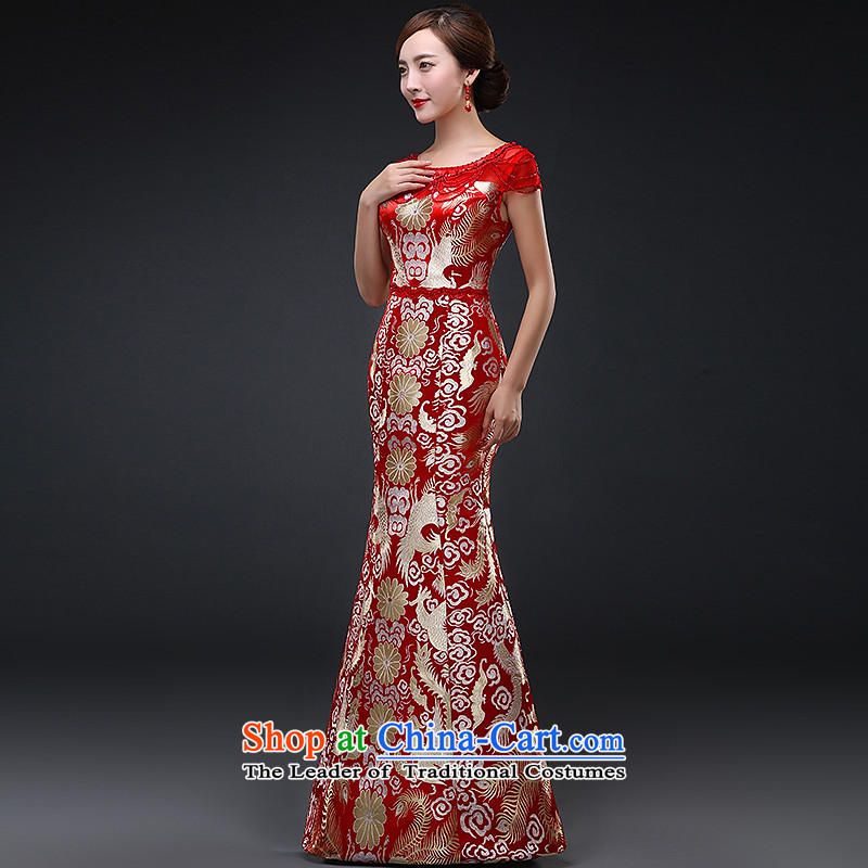Hillo XILUOSHA) Lisa (qipao bows services   Marriage bridal dresses Chinese style wedding dresses crowsfoot embroidery 2015 autumn and winter new red , L HILLO Lisa (XILUOSHA) , , , shopping on the Internet