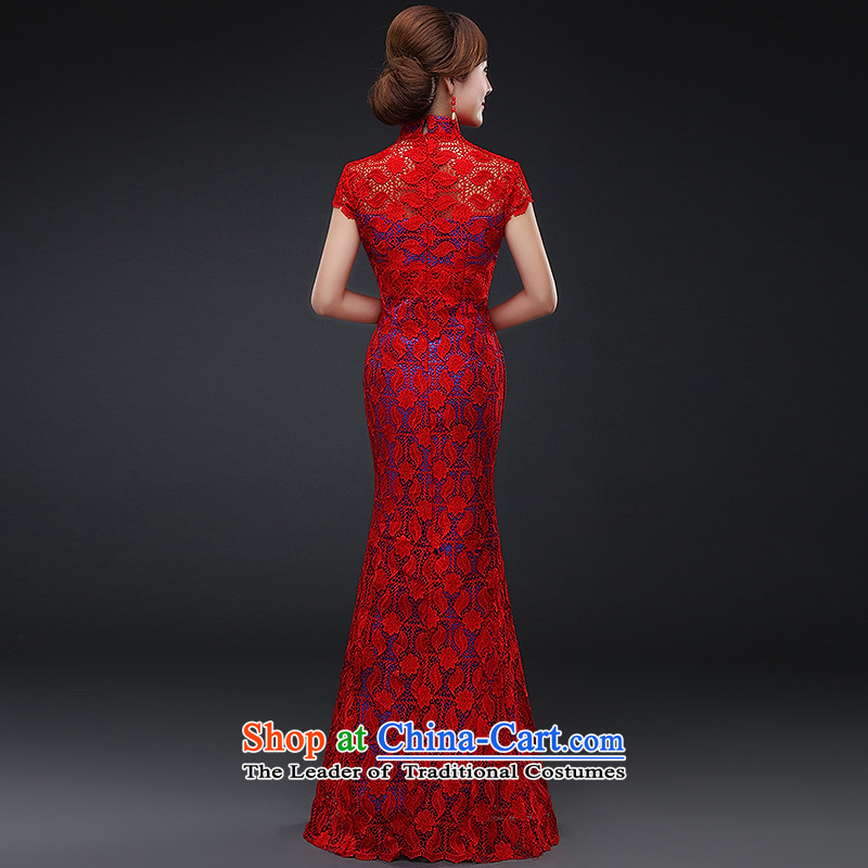 Hillo XILUOSHA) Lisa (qipao skirt red 2015 bride new autumn marriage services、Qipao Length of bows Sau San Chinese Dress lace red XL, Hillo Lisa (XILUOSHA) , , , shopping on the Internet