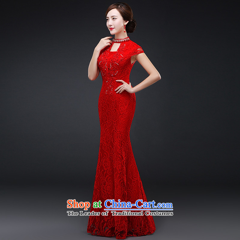 Hillo Lisa (XILUOSHA) Marriage long bride toasting champagne qipao services cheongsam wedding gown red Chinese wedding dresses new autumn 2015 crowsfoot RED M HILLO Lisa (XILUOSHA) , , , shopping on the Internet