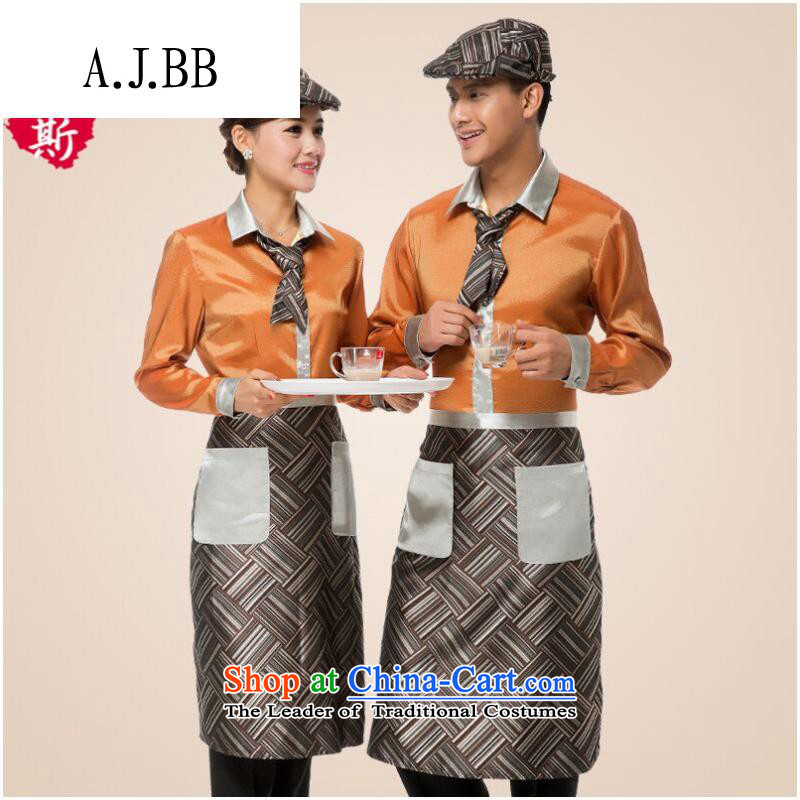 The Secretary for Health related shops * teahouse tea Huashi Hotel attendants workwear female cafe long-sleeved Fall/Winter Collections male red T-shirt + apron) (XL,A.J.BB,,, shopping on the Internet