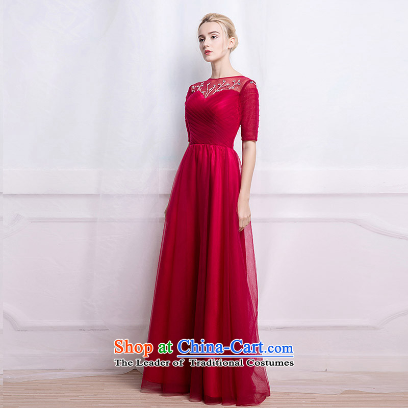 In accordance with the annual meeting of the 2015 Elizabeth KWAN Dinner Performances in long-sleeved auspices wine red marriages bows dress autumn and winter ¥ 488.00, L, according to Lin Sha , , , shopping on the Internet