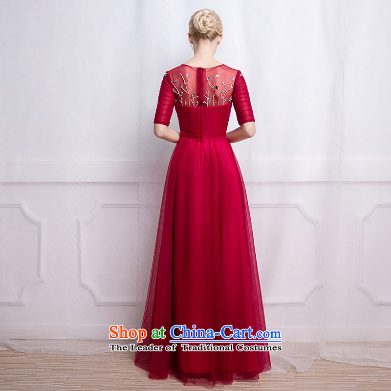 In accordance with the annual meeting of the 2015 Elizabeth KWAN Dinner Performances in long-sleeved auspices wine red marriages bows dress autumn and winter ¥ 488.00, L, according to Lin Sha , , , shopping on the Internet