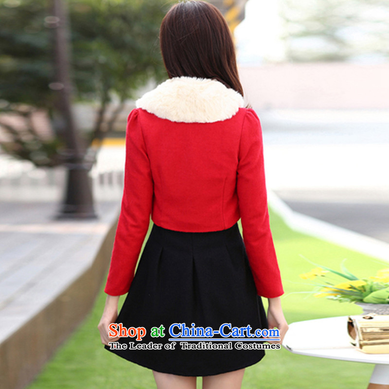 Maple Hui Sub 2015 autumn and winter so gross new aristocratic small incense for the Korean version of the Wind Gross Sau San dresses kit two kits dress jacket black skirt F3030 Red Maple Hui-XL, , , , shopping on the Internet