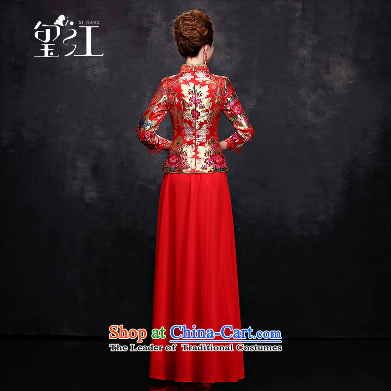 Seal the bride bows services qipao Jiang Long Red 2015 Chinese dress in autumn and winter cuff female red XXL, Sau San dress seal Jiang shopping on the Internet has been pressed.