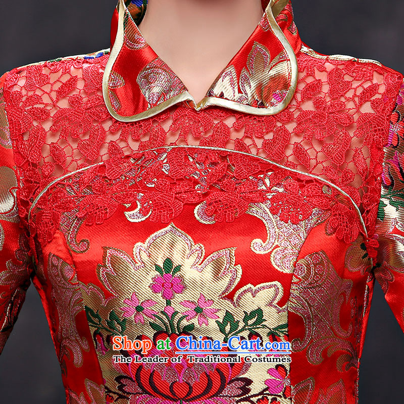 Seal the bride bows services qipao Jiang Long Red 2015 Chinese dress in autumn and winter cuff female red XXL, Sau San dress seal Jiang shopping on the Internet has been pressed.