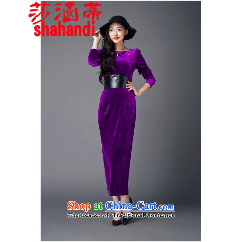 Elizabeth covered by the 2015 autumn and winter Opertti female new retro cheongsam dress up Sau San velvet gown skirt covered by Elizabeth, L, Blue Girl (SHAHANDI) , , , shopping on the Internet
