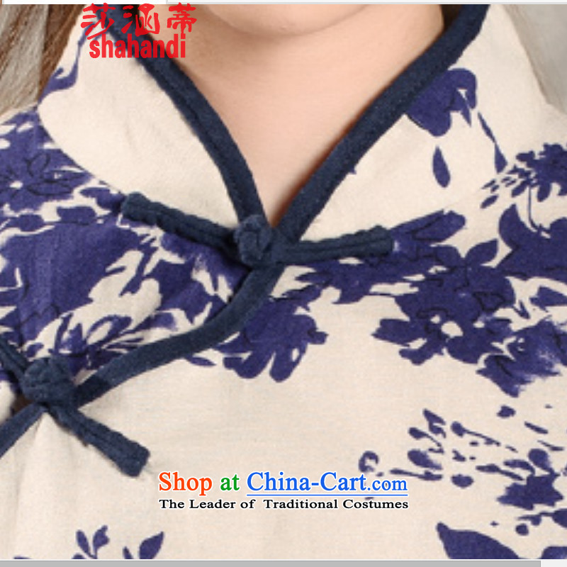 Elizabeth covered by the 2015 autumn and winter Opertti female new cotton linen retro-republic of korea classical style qipao gown buttoned, manually drive female white M (SHAHANDI covered by Elizabeth) , , , shopping on the Internet