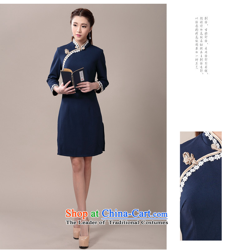 Elizabeth covered by the 2015 autumn and winter Opertti female new daily knitting sweet arts cheongsam dress ethnic antique dresses dress female Blue M picture, prices, brand platters! The elections are supplied in the national character of distribution, so action, buy now enjoy more preferential! As soon as possible.