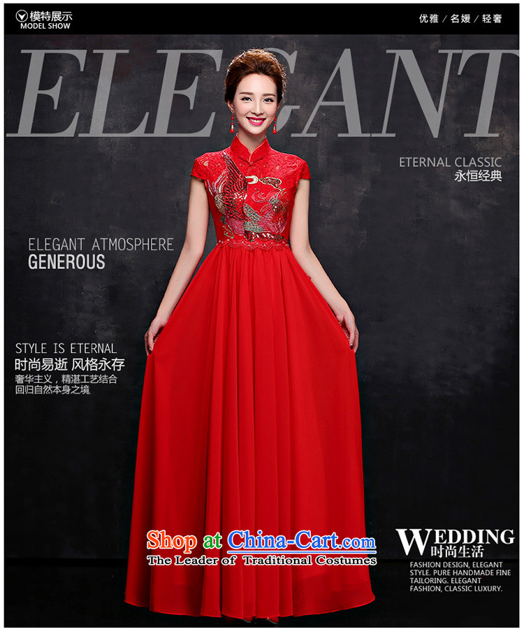 Seal the bride Chinese cheongsam dress Jiang 2015 autumn and winter wedding dress bows to red lace short-sleeved long collar shoulder stealth zipper dress package female red S picture, prices, brand platters! The elections are supplied in the national character of distribution, so action, buy now enjoy more preferential! As soon as possible.