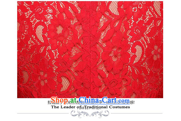 Seal the bride Chinese cheongsam dress Jiang 2015 autumn and winter wedding dress bows to red lace short-sleeved long collar shoulder stealth zipper dress package female red S picture, prices, brand platters! The elections are supplied in the national character of distribution, so action, buy now enjoy more preferential! As soon as possible.
