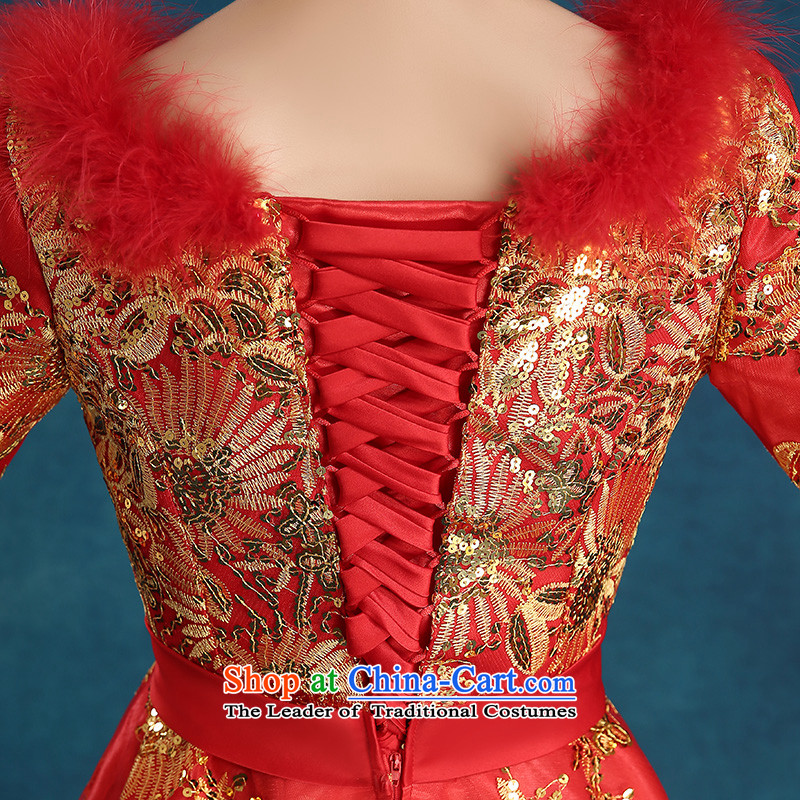 Tim hates makeup and 2015 new clip cotton qipao winter clothing marriages bows services wedding dresses bride long-sleeved gown evening dress LF058 under the auspices of the annual red tailored does not allow, Tim hates makeup and shopping on the Internet has been pressed.