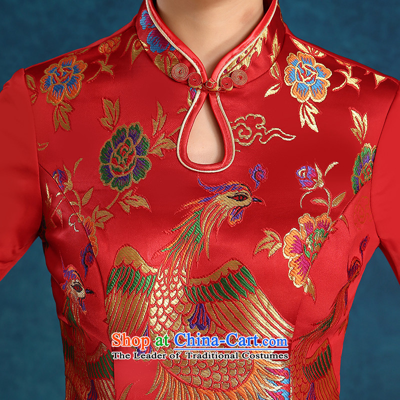 Tim hates makeup and the new bride qipao plus cotton qipao marriages bows services wedding dresses bridal dresses evening dresses winter long-sleeved qipao winter clothing QP001 red tailored does not allow, Tim hates makeup and shopping on the Internet has been pressed.