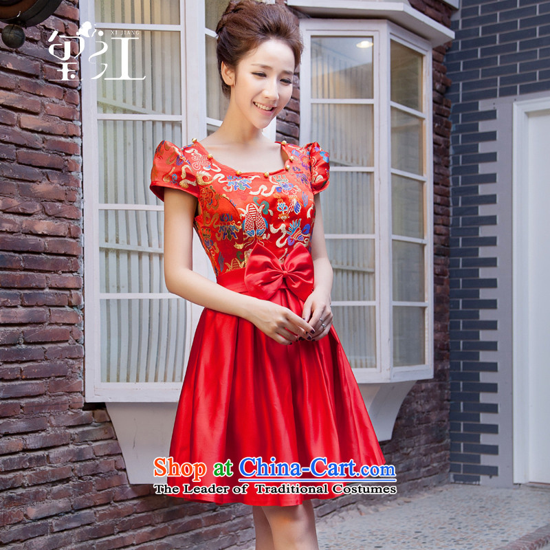 Jiang pregnant women serving drink seal bride Summer 2015 New Evening Dress Short of qipao gown red married Top Loin of large long high waist autumn XXL, seal Jiang shopping on the Internet has been pressed.