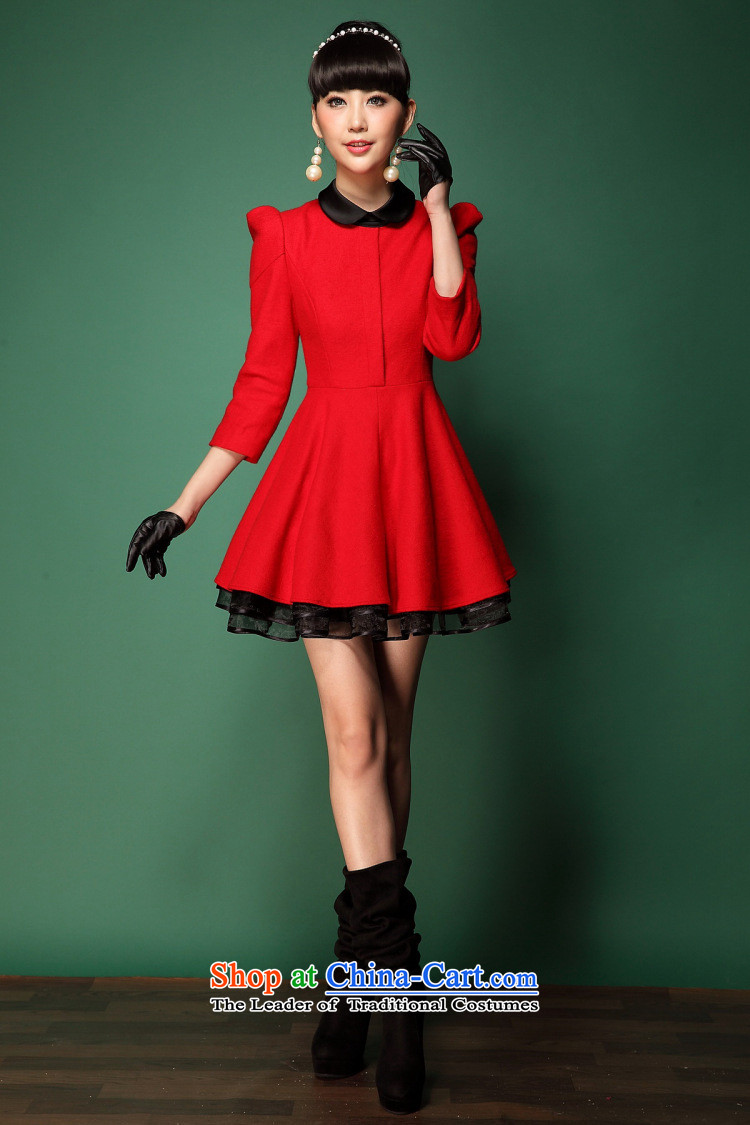 Only the western dress vpro 2015 autumn and winter new gross? dresses red marriage bows lapel dress woolen skirt 1020 Red XS picture, prices, brand platters! The elections are supplied in the national character of distribution, so action, buy now enjoy more preferential! As soon as possible.