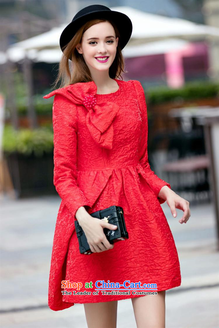 Vpro only 2015 autumn and winter clothing new twine bow knot nail pearl dresses long-sleeved round-neck collar red bows dress skirts marriage 1542 Red XL Photo, prices, brand platters! The elections are supplied in the national character of distribution, so action, buy now enjoy more preferential! As soon as possible.