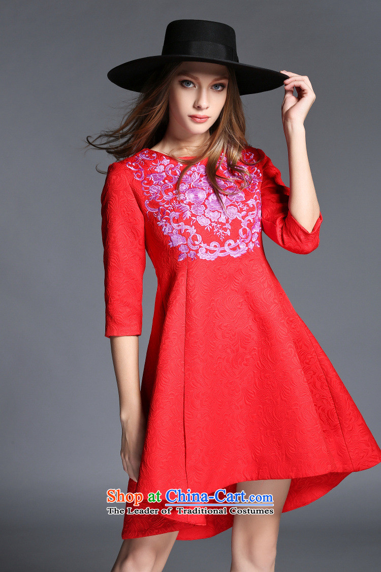 Vpro only 2015 autumn and winter clothing new western dress cotton jacquard heavy industry embroidery round-neck collar dovetail large bows services 1543 Sau San RED M picture, prices, brand platters! The elections are supplied in the national character of distribution, so action, buy now enjoy more preferential! As soon as possible.