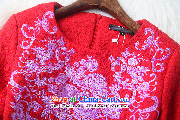 Vpro only 2015 autumn and winter clothing new western dress cotton jacquard heavy industry embroidery round-neck collar dovetail large bows services 1543 Sau San RED M picture, prices, brand platters! The elections are supplied in the national character of distribution, so action, buy now enjoy more preferential! As soon as possible.