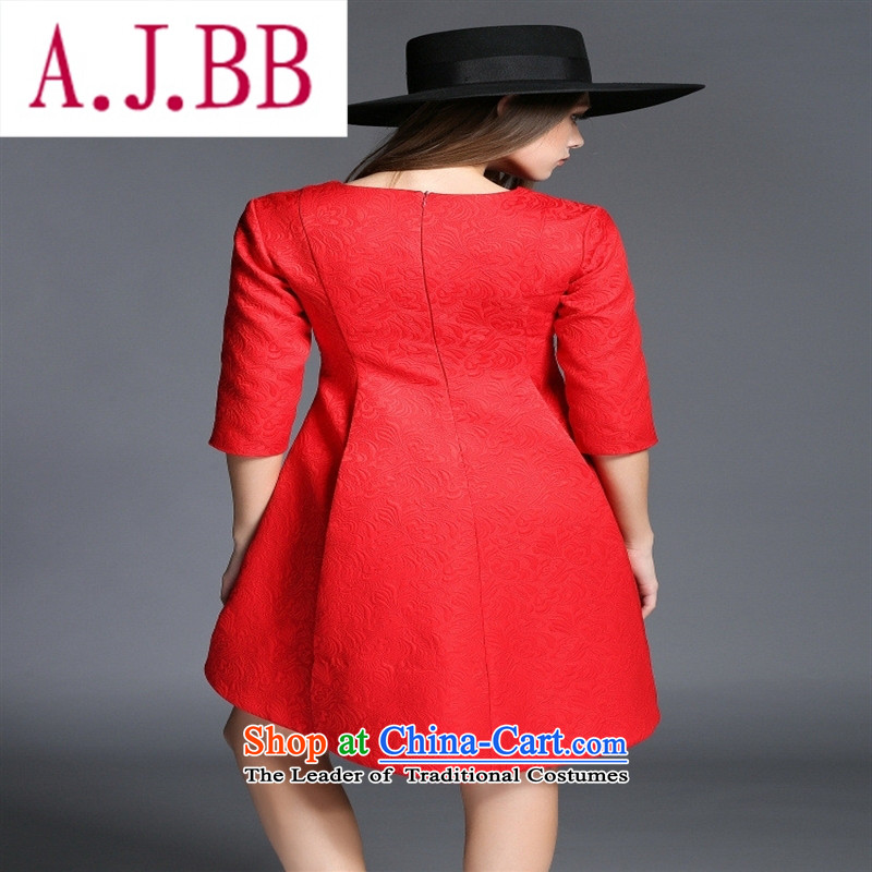 Vpro only 2015 autumn and winter clothing new western dress cotton jacquard heavy industry embroidery round-neck collar dovetail large bows services 1543 Sau San Red M,A.J.BB,,, shopping on the Internet
