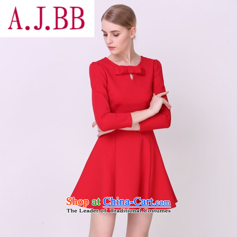 Vpro only 2015 autumn and winter clothing new red short of marriage bows dress long-sleeved Bow Tie Sau San evening dresses 1526 Red XL,A.J.BB,,, shopping on the Internet