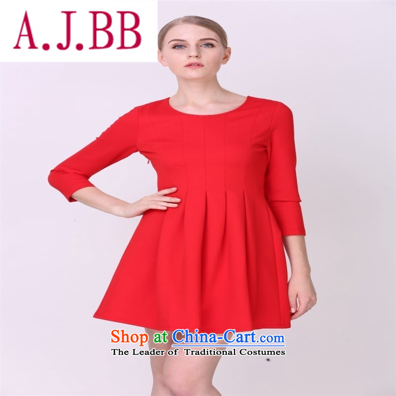 Only the 2015 Europe and apparels vpro autumn and winter new long-sleeved clothing pressure folds marriage bows dress dresses 3066A RED M,A.J.BB,,, shopping on the Internet