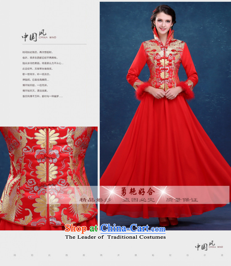 Yong-yeon and bows qipao 2015 new services for autumn and winter by the cotton long-sleeved bride wedding dress for winter RED M picture, prices, brand platters! The elections are supplied in the national character of distribution, so action, buy now enjoy more preferential! As soon as possible.