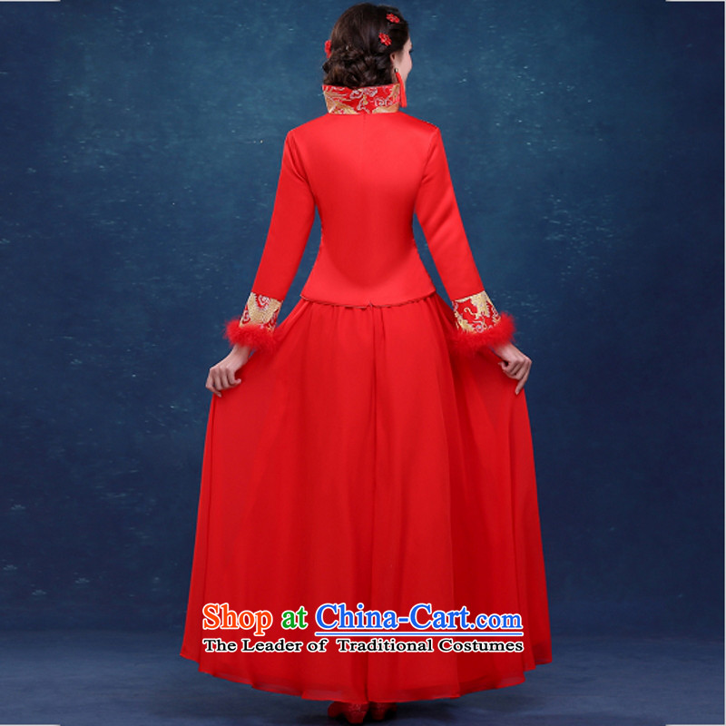 Yong-yeon and bows qipao 2015 new services for autumn and winter by the cotton long-sleeved bride wedding dress for winter RED M, Yong-yeon and shopping on the Internet has been pressed.