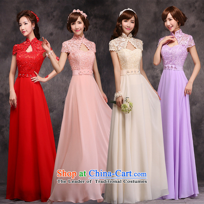 Mano-hwan's dress new 2015 Long bows Service Bridal red spring and summer wedding bridesmaid to female dress annual dress champagne color (SPOT) larger Xl-xxxl, setout card (KASHAN.JJ bandying Susan Sarandon) , , , shopping on the Internet