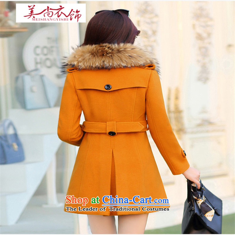 The United States is still large red dress jacket in gross? long hair for Sau San a wool coat Connie winter marriages betrothal back door onto yellow dress is US XXL, shopping on the Internet has been pressed.