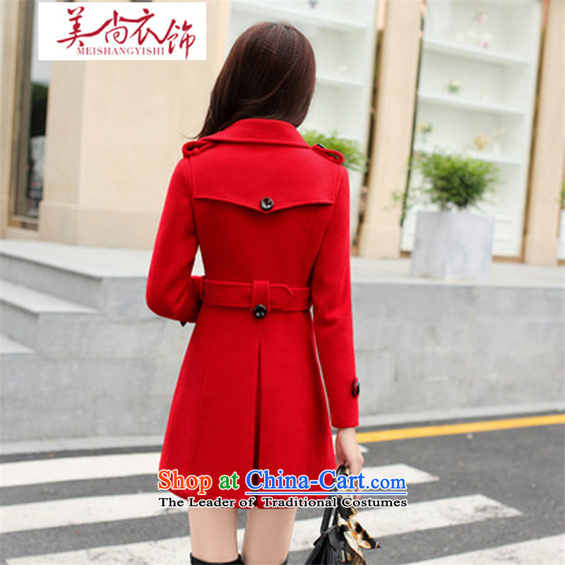 The United States is still large red dress jacket in gross? long hair for Sau San a wool coat Connie winter marriages betrothal back door onto yellow dress is US XXL, shopping on the Internet has been pressed.