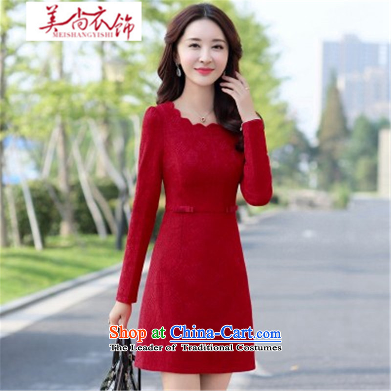 The United States is still fall/winter clothing new women's gross? dresses lace collar lace Foutune of Sau San inside the solid color black coated vocational M us yet clothing shopping on the Internet has been pressed.