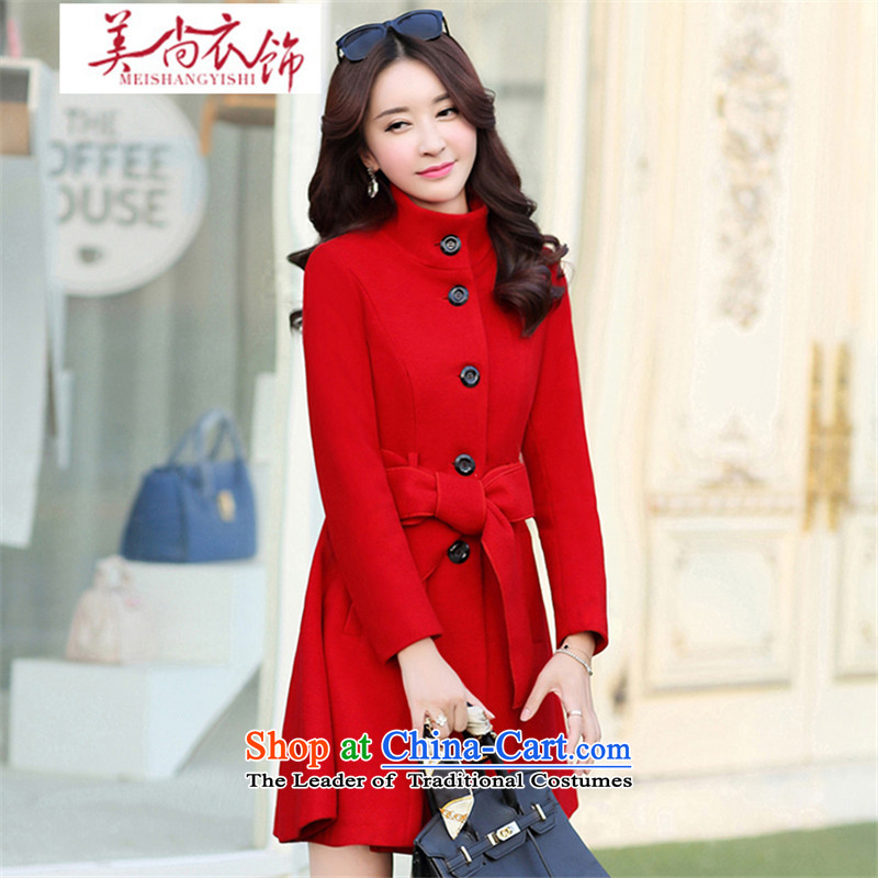 The United States is still fall/winter clothing new gross?   Graphics thin thickened jacket wool coat large red bride? Replacing the door bows services XL, American Red Dress is , , , shopping on the Internet