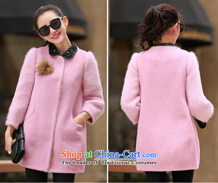 The United States is still clothing Neck Jacket in gross? Long Sau San Korean 2015 autumn and winter stitching rabbit hair cuff large a wool coat female red L picture, prices, brand platters! The elections are supplied in the national character of distribution, so action, buy now enjoy more preferential! As soon as possible.