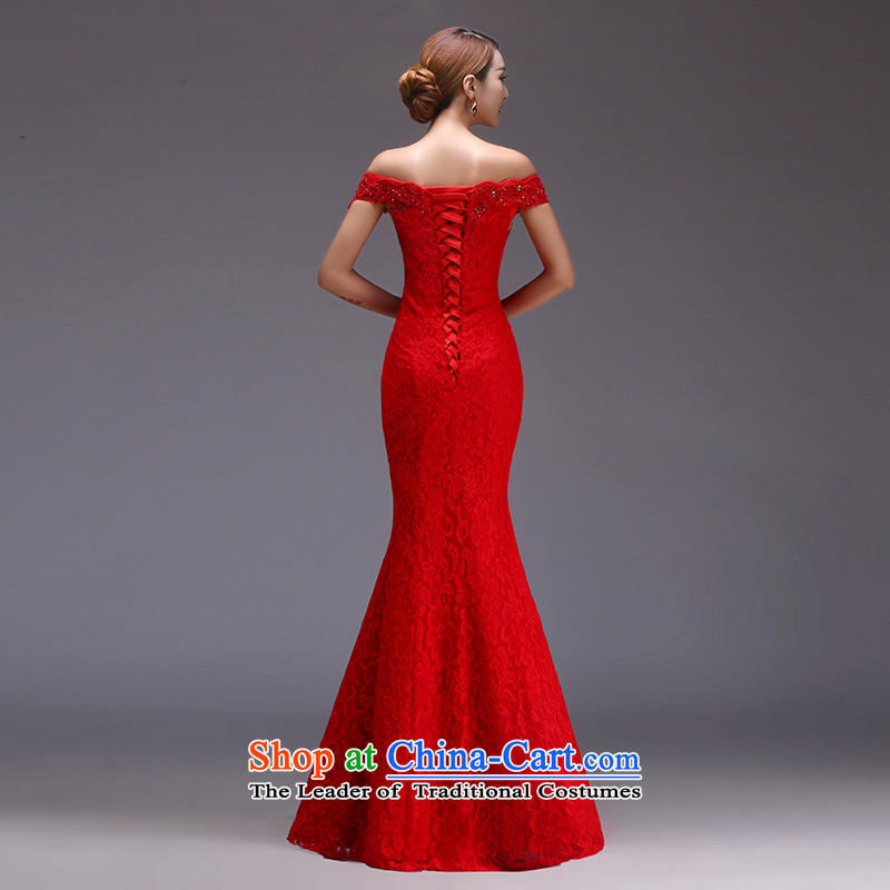 Jiang evening dresses brides seal wedding dress winter bows services red word   crowsfoot shoulder straps to align the long gown female banquet ex-gratia Red Seal S, President Jiang has been pressed shopping on the Internet