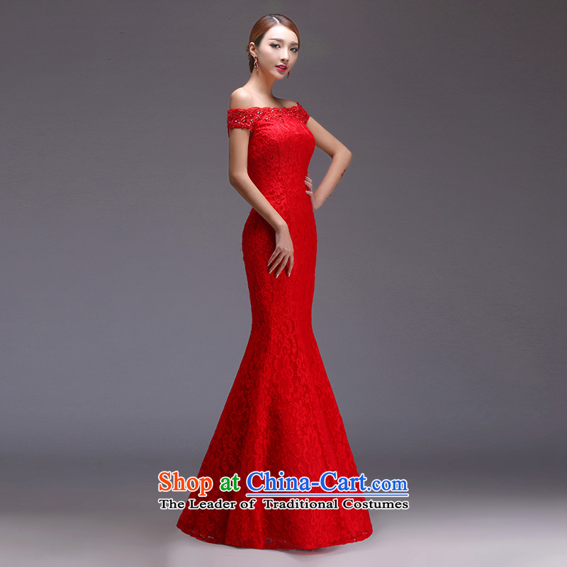 Jiang evening dresses brides seal wedding dress winter bows services red word   crowsfoot shoulder straps to align the long gown female banquet ex-gratia Red Seal S, President Jiang has been pressed shopping on the Internet