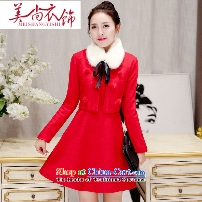 The United States is still 2015 autumn and winter clothing and accessories the lift mast bows dress marriages banquet a wool coat red Korean female red jacket? gross with red hair for us yet clothing XXL, shopping on the Internet has been pressed.