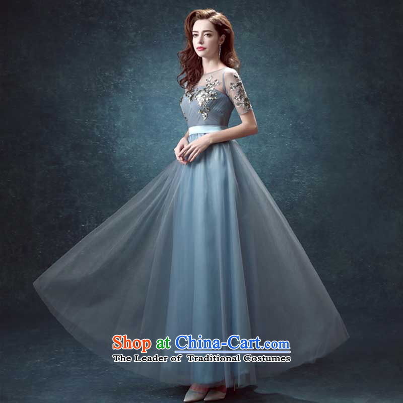 Pure Love bamboo yarn blue back long) Marriages bows Annual Dinner service performance wedding dresses 2015 new gray blue-gray M, pure love bamboo yarn , , , shopping on the Internet