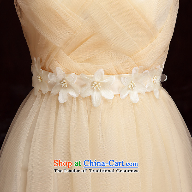 The new package mail 2015 bridesmaid dress bride bows services long bridesmaid service, under the auspices of the show little sister skirt dress etiquette skirt larger dress thick short skirt champagne color about 115-145 XL, Hazel (QIANYAZI constitution) , , , shopping on the Internet