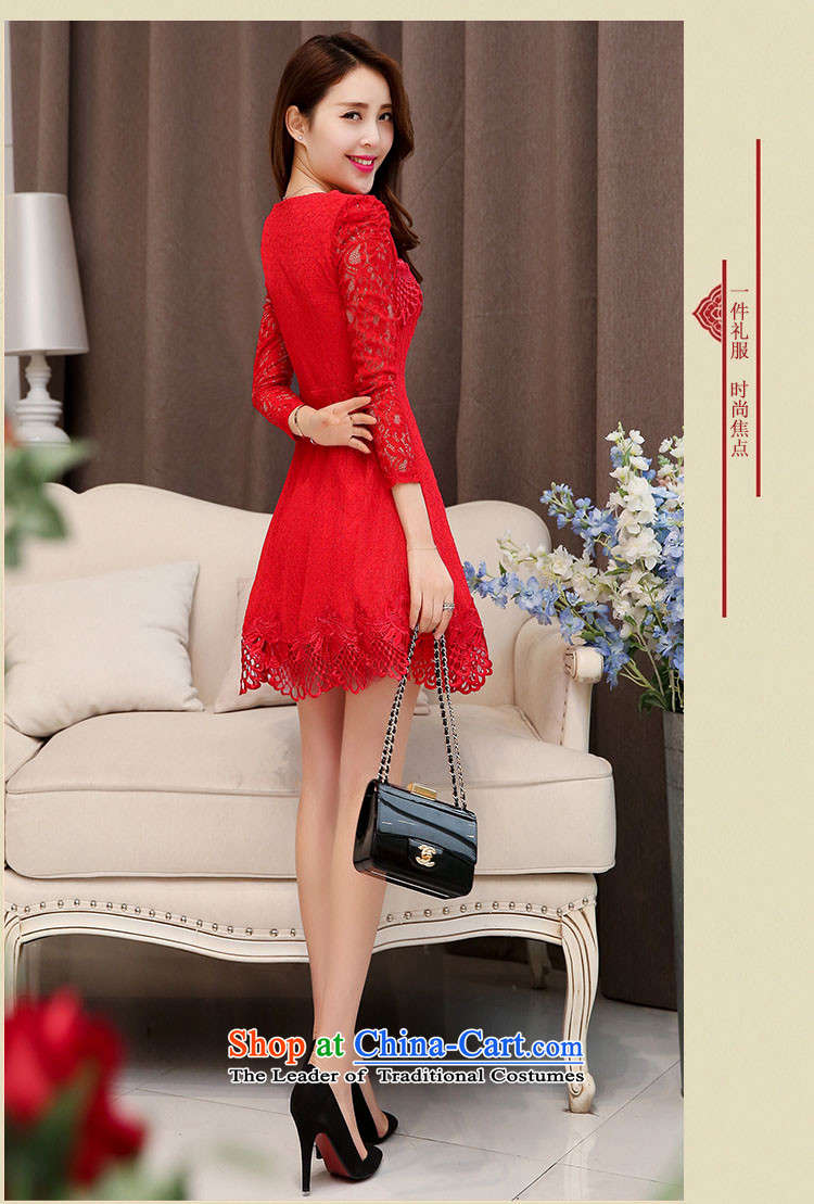 On Korean-language of autumn and winter new magenta engraving lace hook flower bride the lift mast bridesmaid dresses serving bows wedding short of marriage long-sleeved dresses female red 1526 M picture, prices, brand platters! The elections are supplied in the national character of distribution, so action, buy now enjoy more preferential! As soon as possible.
